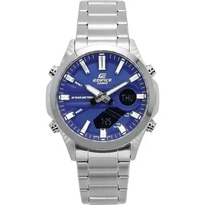 Casio Edifice Analog Digital Stainless Steel Blue Dial Quartz EFV-C120D-2A 100M Men's Watch