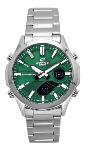 Casio Edifice Analog Digital Stainless Steel Green Dial Quartz EFV-C120D-3A 100M Men's Watch