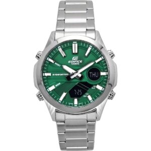 Casio Edifice Analog Digital Stainless Steel Green Dial Quartz EFV-C120D-3A 100M Men's Watch
