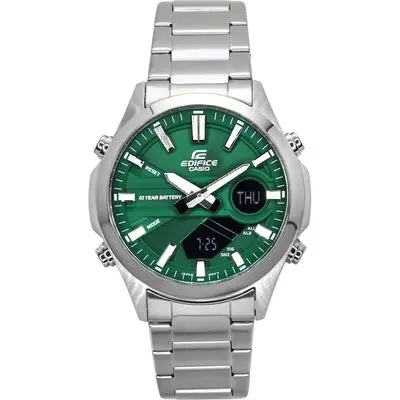 Casio Edifice Analog Digital Stainless Steel Green Dial Quartz EFV-C120D-3A 100M Men's Watch