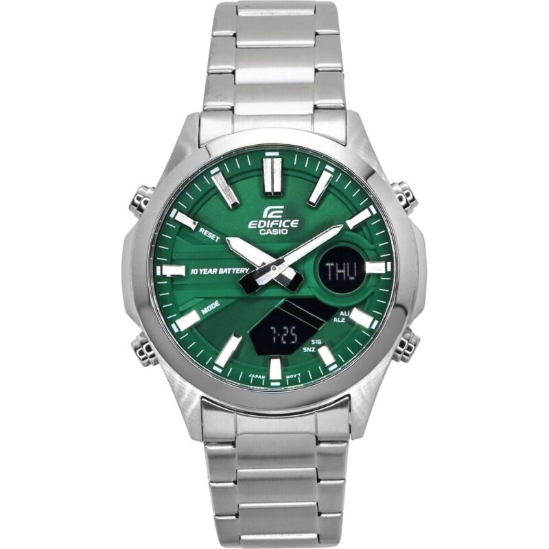 Casio Edifice Analog Digital Stainless Steel Green Dial Quartz EFV-C120D-3A 100M Men's Watch Casio Edifice Analog Digital Stainless Steel Green Dial Quartz EFV-C120D-3A 100M Men's Watch