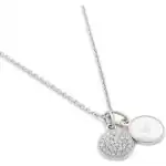 Emporio Armani Cubic Zirconia Stainless Steel Mother Of Pearl Necklace EGS2156040 For Women
