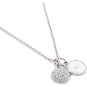Emporio Armani Cubic Zirconia Stainless Steel Mother Of Pearl Necklace EGS2156040 For Women