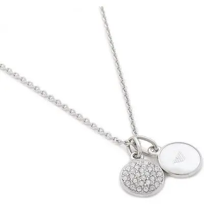 Emporio Armani Cubic Zirconia Stainless Steel Mother Of Pearl Necklace EGS2156040 For Women