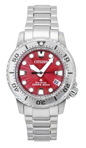 Citizen Promaster Dive Stainless Steel Red Dial Eco-Drive EO2027-50Z 200M Women's Watch