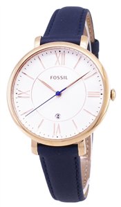 Fossil Jacqueline Silver Dial Navy Blue Leather ES3843 Women's Watch
