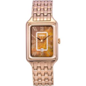 Fossil Raquel Rose Gold Tone Stainless Steel Brown Mother Of Pearl Dial Quartz ES5323 Women's Watch