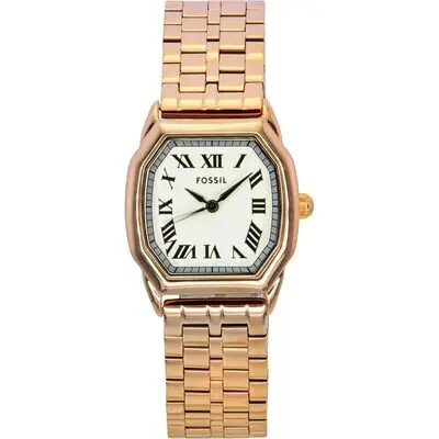 Fossil Harlow Rose Gold Tone Stainless Steel Cream Dial Quartz ES5386 Women's Watch