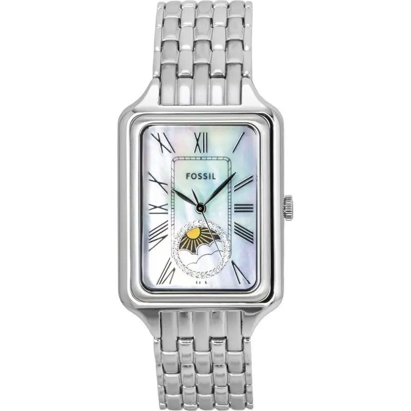 Fossil Raquel Stainless Steel Sun Moon Multifunction Mother Of Pearl Dial Quartz ES5400 Women's Watch