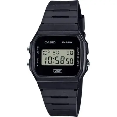 Casio POP Digital Black Bio Based Resin Strap Quartz F-91WB-1A Unisex Watch