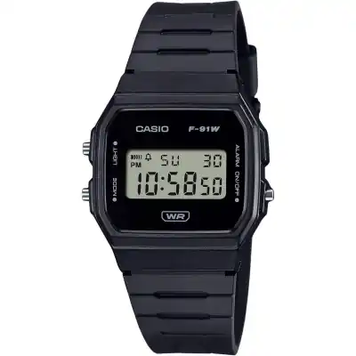 Casio POP Digital Black Bio Based Resin Strap Quartz F-91WB-1A Unisex Watch