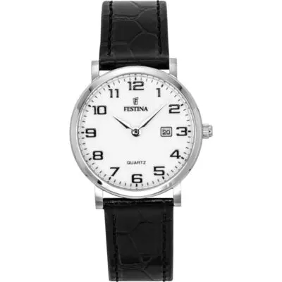 Festina Classic Leather Strap White Dial Quartz F16477-1 Women's Watch