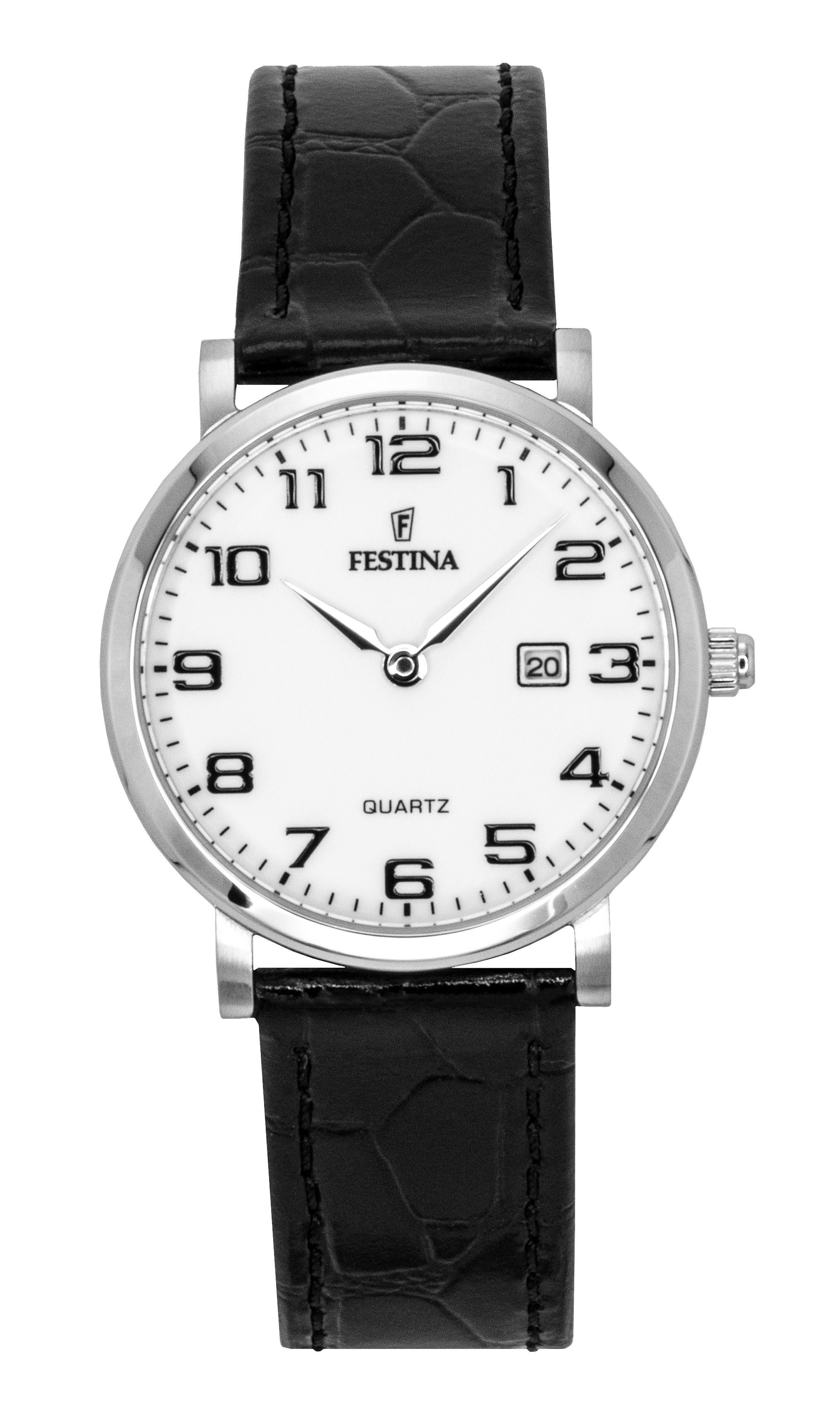 Festina Classic Leather Strap White Dial Quartz F16477-1 Women's Watch