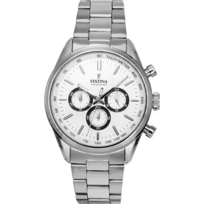 Festina Timeless Chronograph Stainless Steel White Dial Quartz F16820-Q Men's Watch