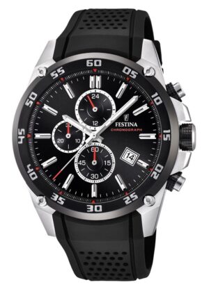Festina The Originals Chronograph Rubber Strap Black Dial Quartz F20330-5 100M Men's Watch