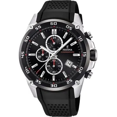 Festina The Originals Chronograph Rubber Strap Black Dial Quartz F20330-5 100M Men's Watch