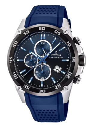 Festina The Originals Chronograph Rubber Strap Blue Dial Quartz F20330-A 100M Men's Watch