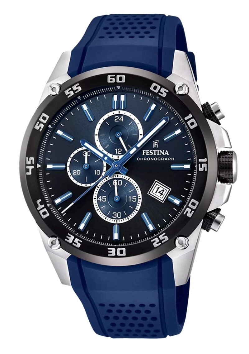 Festina The Originals Chronograph Rubber Strap Blue Dial Quartz F20330-A 100M Men's Watch