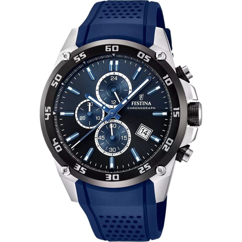 Festina The Originals Chronograph Rubber Strap Blue Dial Quartz F20330-A 100M Men's Watch