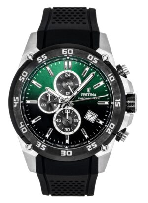 Festina The Originals Chronograph Rubber Strap Green Dial Quartz F20330-B 100M Men's Watch