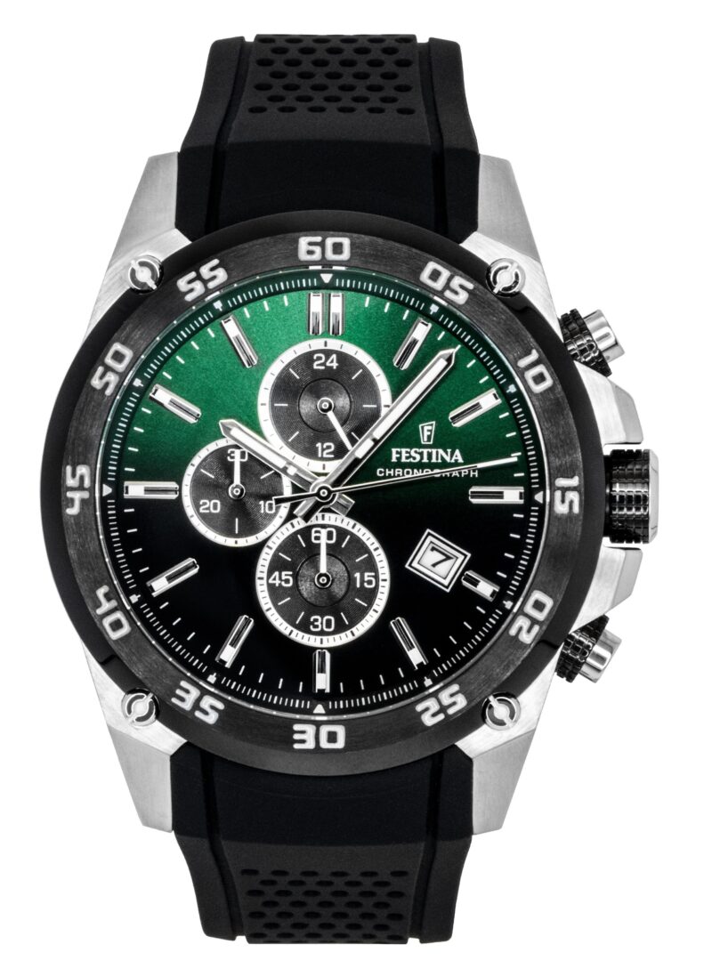 Festina The Originals Chronograph Rubber Strap Green Dial Quartz F20330-B 100M Men's Watch