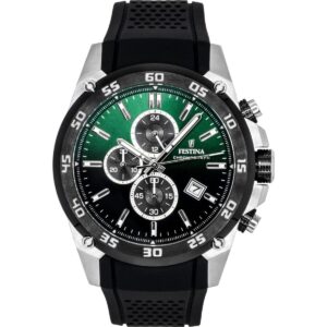Festina The Originals Chronograph Rubber Strap Green Dial Quartz F20330-b 100m Men's Watch