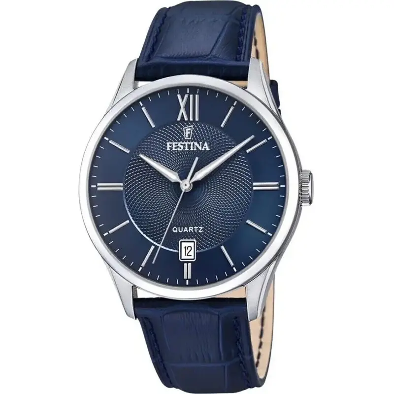 Festina Classics Leather Strap Blue Dial Quartz F20426-2 100M Men's Watch