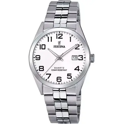 Festina Classics Stainless Steel White Dial Quartz F20437-1 100M Men's Watch