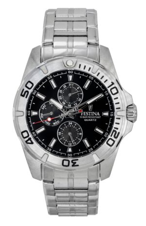 Festina Multifunction Stainless Steel Black Dial Quartz F20445-3 100M Men's Watch