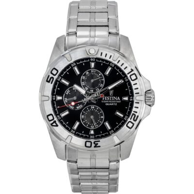 Festina Multifunction Stainless Steel Black Dial Quartz F20445-3 100M Men's Watch