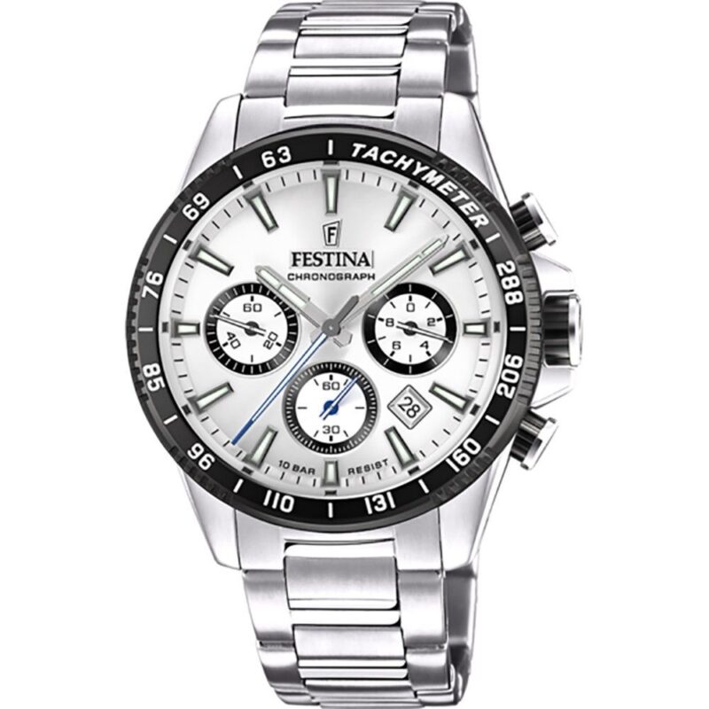 Festina Timeless Chronograph Stainless Steel Silver Dial Quartz F20560-1 100M Men's Watch Festina Timeless Chronograph Stainless Steel Silver Dial Quartz F20560-1 100M Men's Watch