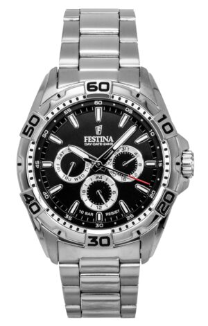 Festina Stainless Steel Multifunction Black Dial Quartz F20623-4 100M Men's Watch
