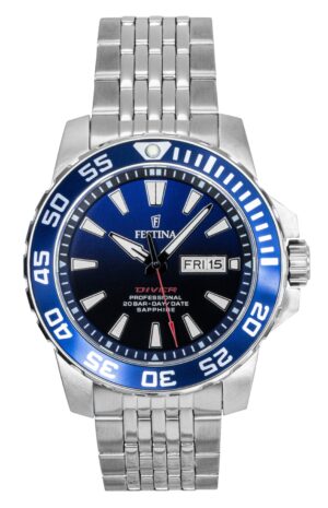 Festina Stainless Steel Blue Dial Quartz Diver's F20661-1 200M Men's Watch