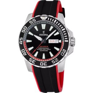 Festina The Originals Rubber Strap Black Dial Quartz Diver's F20662-3 200M Men's Watch