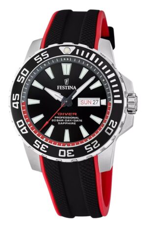 Festina The Originals Rubber Strap Black Dial Quartz Diver's F20662-3 200M Men's Watch