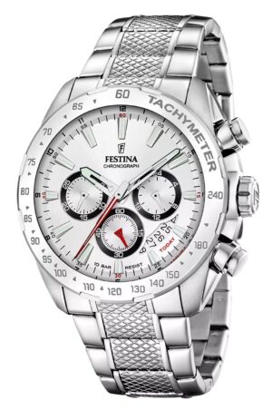 Festina Timeless Chronograph Stainless Steel White Dial Quartz F20668-1 100M Men's Watch