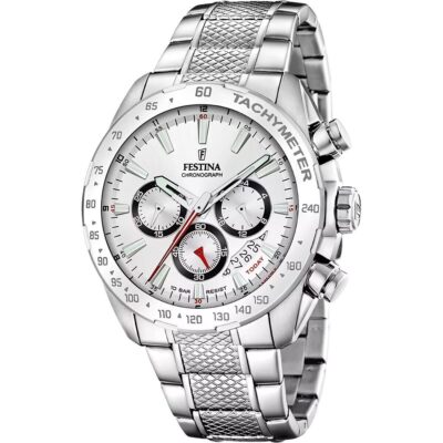 Festina Timeless Chronograph Stainless Steel White Dial Quartz F20668-1 100M Men's Watch
