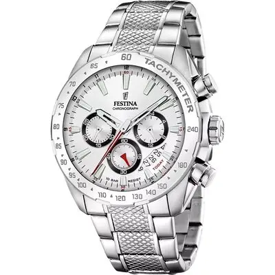 Festina Timeless Chronograph Stainless Steel White Dial Quartz F20668-1 100M Men's Watch
