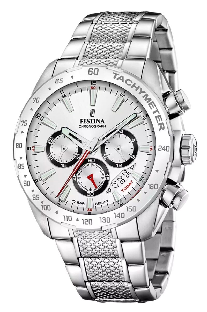 Festina Timeless Chronograph Stainless Steel White Dial Quartz F20668-1 100M Men's Watch