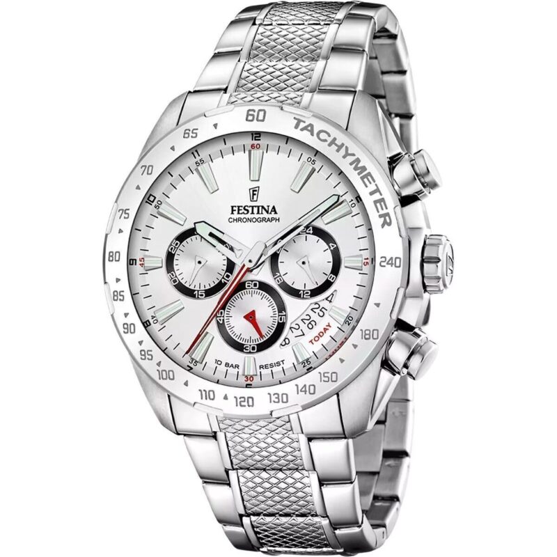 Festina Timeless Chronograph Stainless Steel White Dial Quartz F20668-1 100M Men's Watch
