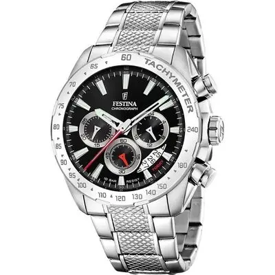Festina Chrono Sport Stainless Steel Black Dial Quartz F20668-4 100M Men's Watch