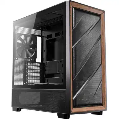 Antec FLUX ATX WOOD Mid Tower Gaming Chassis – Black