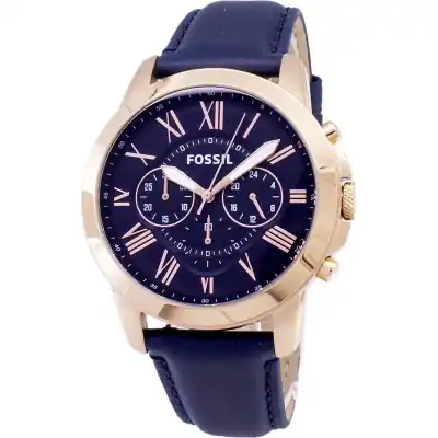 Fossil Grant Chronograph Blue Leather Strap FS4835 Men's Watch