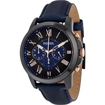 Fossil Grant Chronograph Black and Blue Dial Blue Leather FS5061 Men's Watch