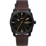 Fossil Machine Leather Strap Brown Dial Quartz Fs5901 Men's Watch