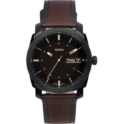 Fossil Machine Leather Strap Brown Dial Quartz Fs5901 Men's Watch