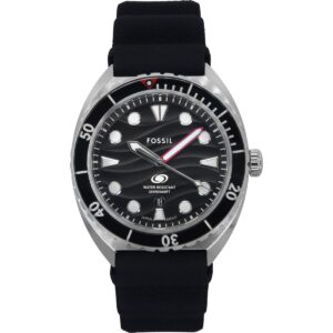 Fossil Breaker Silicone Strap Black Dial Quartz Diver's FS6062 200M Men's Watch