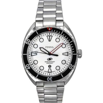Fossil Breaker Stainless Steel White Dial Quartz Diver's FS6063 200M Men's Watch
