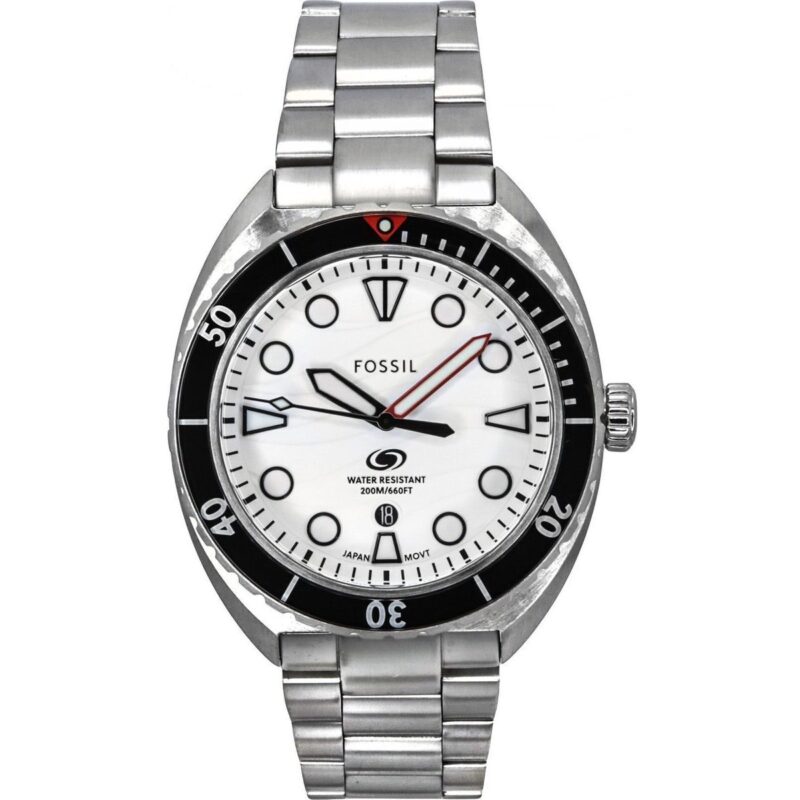Fossil Breaker Stainless Steel White Dial Quartz Diver's FS6063 200M Men's Watch