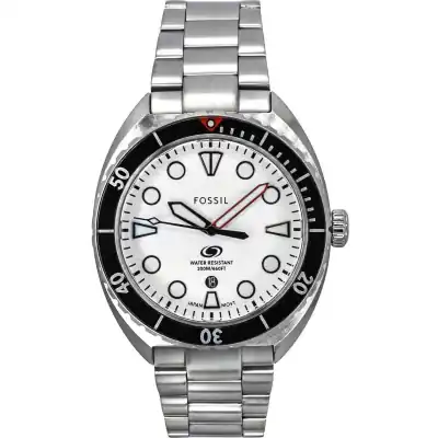 FS6063 Fossil Breaker Stainless Steel White Dial Quartz Diver's FS6063 200M Men's Watch
